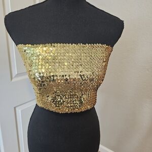 Gold Sequin Tube Top
